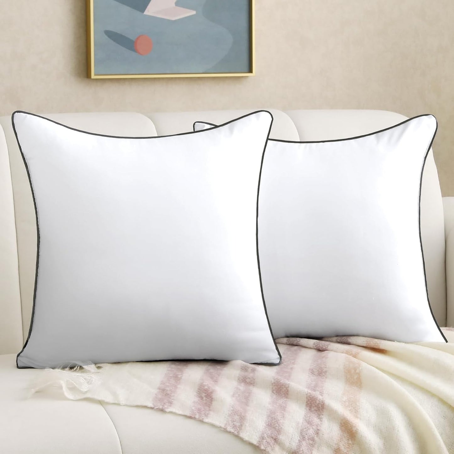 Sasttie 26x26 Pillow Inserts, Euro Pillow Inserts 26 x 26 Set of 2, 26 by 26 Pillow Insert for Bed Couch and Sofa, Machine Washable Decorative Throw Pillows, White