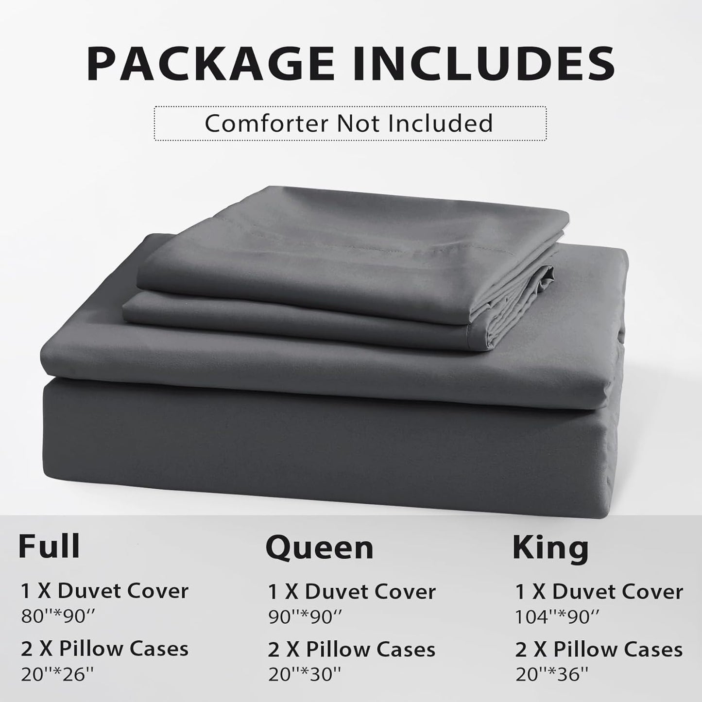 Sasttie Duvet Cover Queen Size, Double Brushed Queen Duvet Cover, 3-Piece Duvet Cover Set Includes 1 Duvet Cover (90x90) and 2 Pillowcases (20x26) with Zipper Closure, Dark Grey