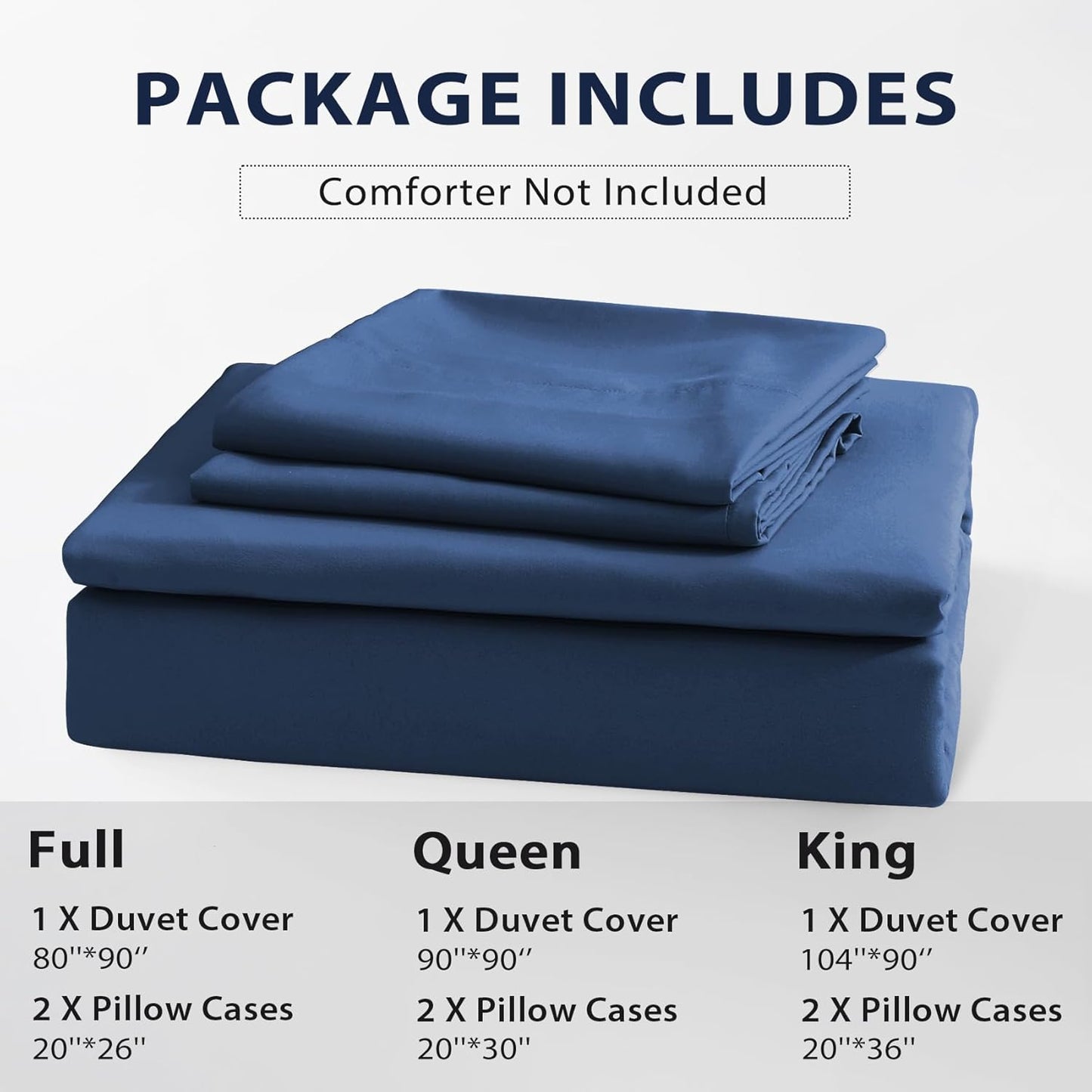 Sasttie Duvet Cover Queen Size, Double Brushed Queen Duvet Cover, 3-Piece Duvet Cover Set Includes 1 Duvet Cover (90x90) and 2 Pillowcases (20x26) with Zipper Closure, Navy