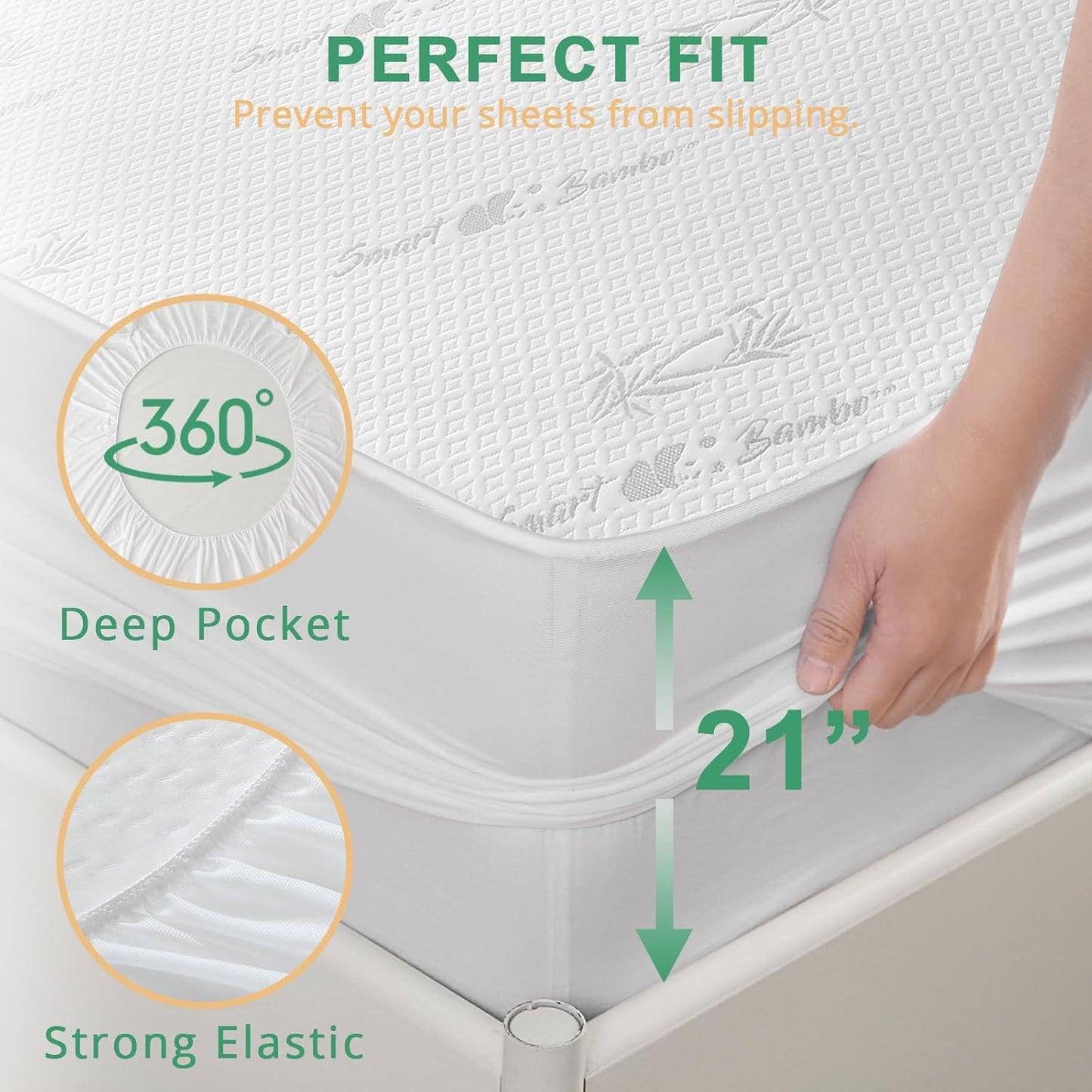 HUXMEYSON Queen Mattress Protector, Fully Waterproof Mattress Protector, Breathable and Noiseless Mattress Cover with 8-21 Deep Pocket, 60 x 80 Inch