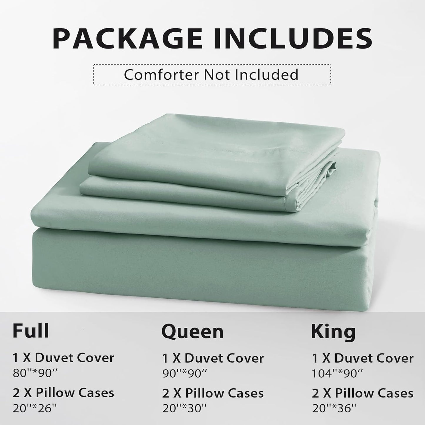 Sasttie Duvet Cover Queen Size, Double Brushed Queen Duvet Cover, 3-Piece Duvet Cover Set Includes 1 Duvet Cover (90x90) and 2 Pillowcases (20x26) with Zipper Closure, Sage