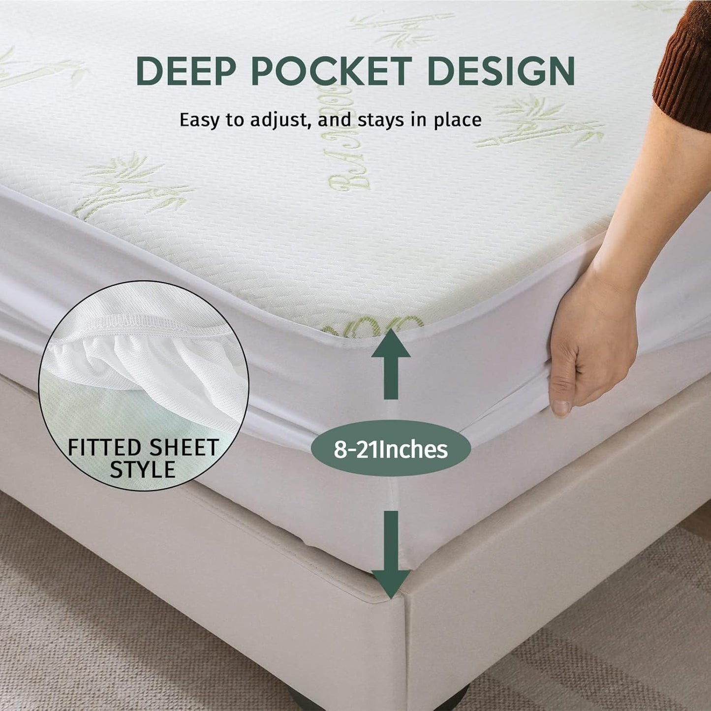 MUXHOMO Queen Mattress Protector, 100% Waterproof Mattress Cover Queen Size Bed, Cooling and Breathable Mattress Pad Cover, Deep Pocket 8"-21"