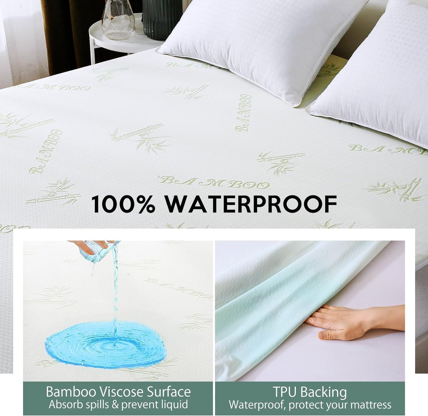 MUXHOMO Queen Mattress Protector, 100% Waterproof Mattress Cover Queen Size Bed, Cooling and Breathable Mattress Pad Cover, Deep Pocket 8"-21"